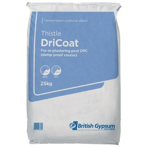British Gypsum Thistle Dri-Coat Cement-based Renovating Plaster- 25kg - pallet of 40 British Gypsum Thistle Dri-Coat Cement-based Renovating Plaster- 25kg - pallet of 40
