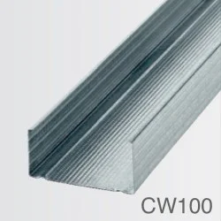 100mm Galvanised Steel Wall Stud CW-100 - Deep Flange Main Profile - 3000mm length