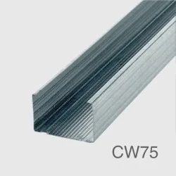 75mm Galvanised Steel Wall Stud CW-75 - Deep Flange Main Profile - 3000mm length