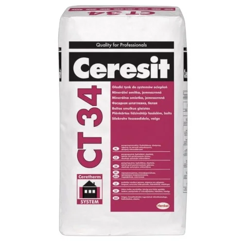 Ceresit CT34 Smooth Mineral Render White - 25Kg Ceresit CT34 Smooth Mineral Render White - 25Kg
