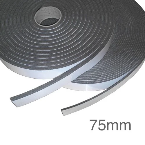 Isocheck Acoustic Isolation Strip 75mm x 5mm x 25m. Isocheck Acoustic Isolation Strip 75mm x 5mm x 25m.