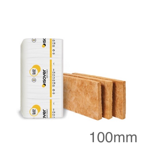 100mm Isover Acoustic Slab - Glass Mineral Wool - 1200mm x 600mm - Pack of 8