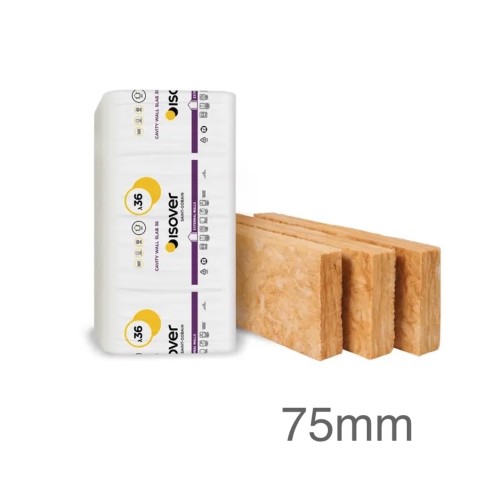 75mm Isover Cavity Wall Slab - 455mm x 1200mm (pack of 16)