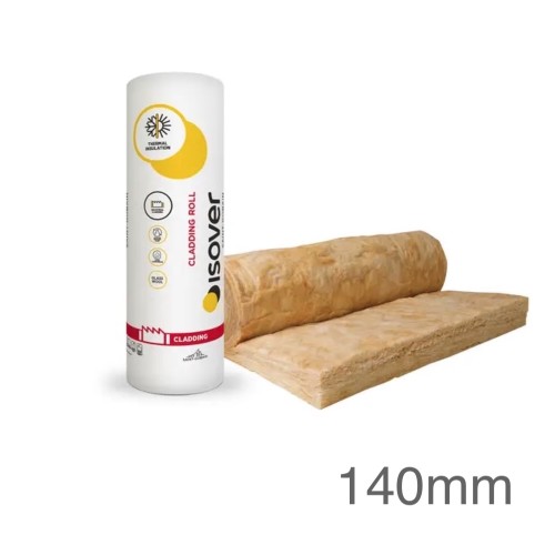 140mm Isover Cladding Roll 40 - Glass Mineral Wool Insulation - 1.2m x 5.85m roll