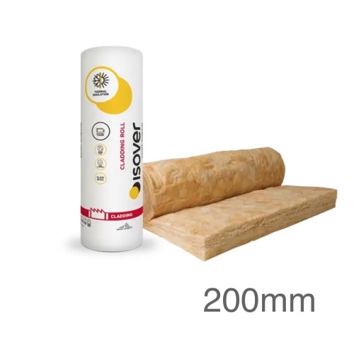 200mm Isover Cladding Roll 40 - Glass Mineral Wool Insulation - 1.2m x 4.10m roll