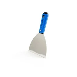 75mm Kubala Stainless Steel Spatula - Conically Ground Edge - 2K Soft handle - Silver Line