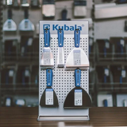 100mm Kubala Stainless Steel Spatula - Conically Ground Edge - 2K Soft handle - Silver Line 100mm Kubala Stainless Steel Spatula - Conically Ground Edge - 2K Soft handle - Silver Line