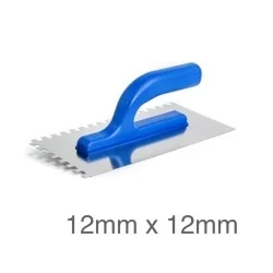 Kubala Stainless Steel Notched Trowel - 130mm x 270mm - Notch 12mm x 12mm