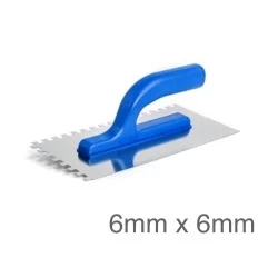 Kubala Stainless Steel Notched Trowel - 130mm x 270mm - Notch 6mm x 6mm