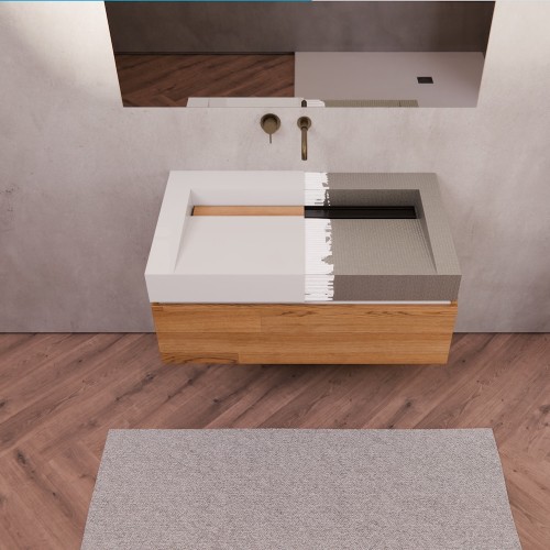 Marmox Multiboard Tileable Wall Hanging Basin - Linear Drain - 770mm x 485mm x 100mm