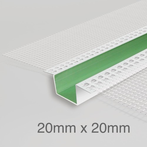20x20mm Profigips PVC Rustication Bead with Mesh - Ashlar Groove Bead - 3m length - pack of 30