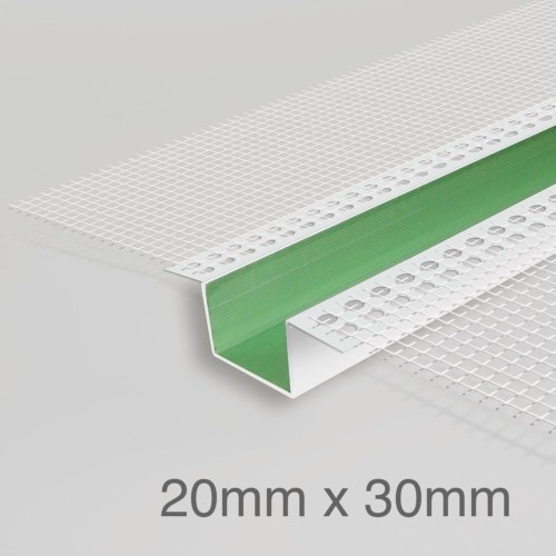 20x30mm Profigips PVC Rustication Bead with Mesh - Ashlar Groove Bead - 3m length - pack of 30