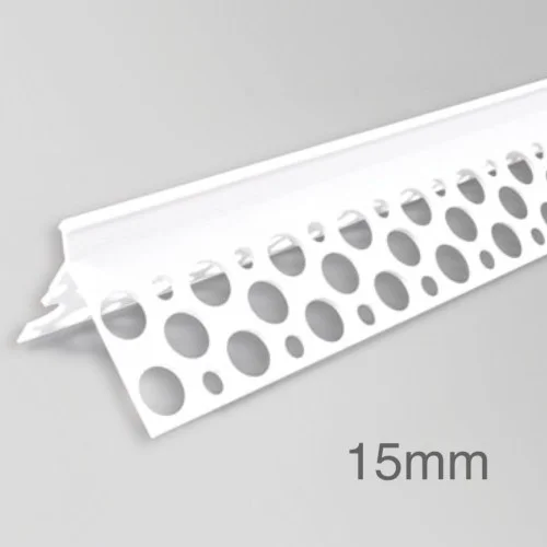 15mm PVC Corner Profile for Wet Render - Angle Bead - 2.5m length - pack of 34