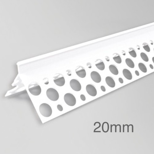 20mm PVC Corner Profile for Wet Render - Angle Bead - 2.5m length - pack of 34