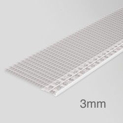 3mm Profigips PVC Render Stop Bead with Mesh - Discontinuation Bead - 2.5m length - pack of 50