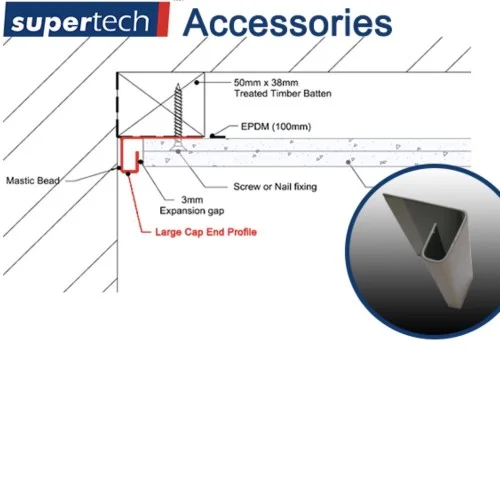 Supertech Aluminium End Profile 65 - 3m length Supertech Aluminium End Profile 65 - 3m length