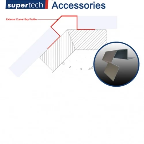 Supertech Aluminium External Corner Bay Profile - 3m length Supertech Aluminium External Corner Bay Profile - 3m length