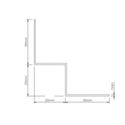 Supertech Aluminium Internal Corner Profile  - 3m length Supertech Aluminium Internal Corner Profile  - 3m length