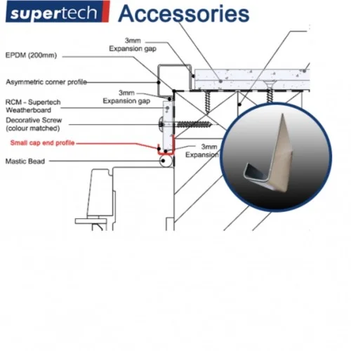 Supertech Aluminium Small End Cap Connection Profile - 3m length Supertech Aluminium Small End Cap Connection Profile - 3m length