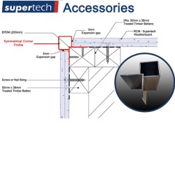 Supertech Aluminium External Symmetrical Corner Profile  - 3m length Supertech Aluminium External Symmetrical Corner Profile  - 3m length