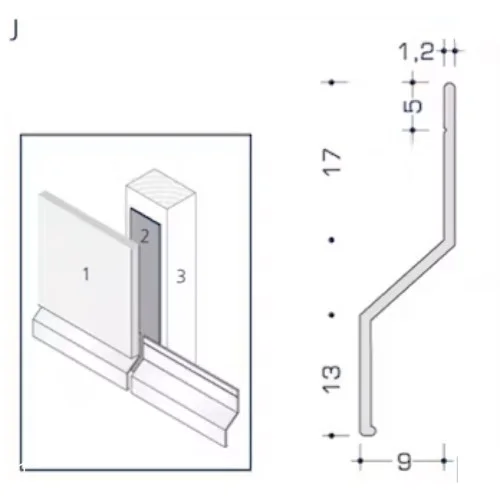 Aluminium Rockpanel Profile J - Skirting Profile - 3055mm Length Aluminium Rockpanel Profile J - Skirting Profile - 3055mm Length