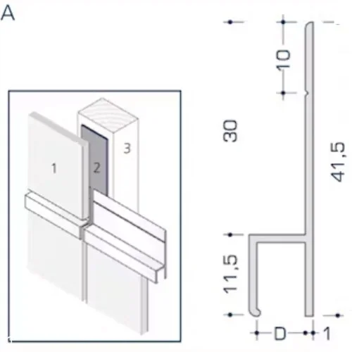 Aluminium Rockpanel Profile A - Chair Profile - 3055mm Length Aluminium Rockpanel Profile A - Chair Profile - 3055mm Length