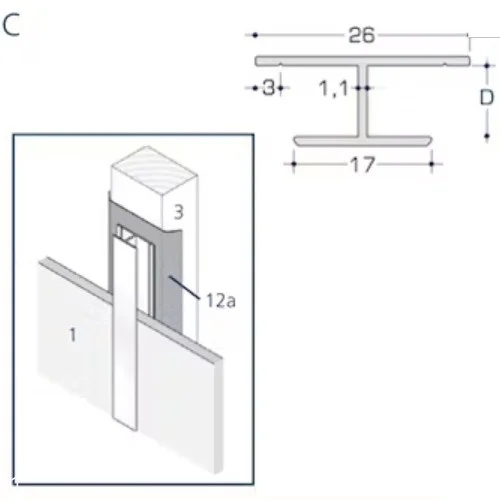 Aluminium Rockpanel Profile C - Joint Cover Profile - 3055mm Length Aluminium Rockpanel Profile C - Joint Cover Profile - 3055mm Length