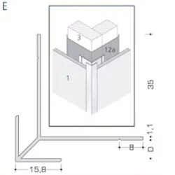 Aluminium Rockpanel Profile E - Outer Corner Profile - 3055mm Length
