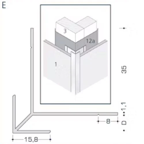 Aluminium Rockpanel Profile E - Outer Corner Profile - 3055mm Length Aluminium Rockpanel Profile E - Outer Corner Profile - 3055mm Length