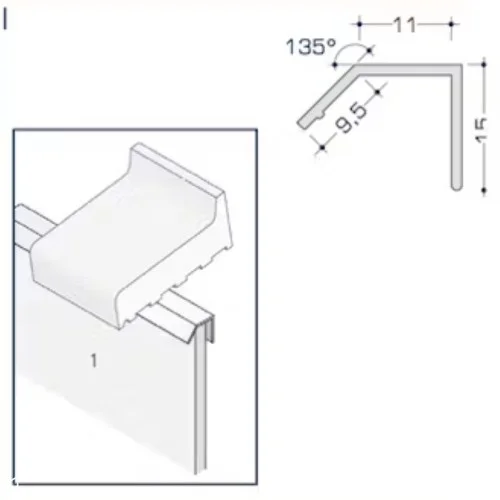 Aluminium Rockpanel Profile I - Water-repellent Profile - 3055mm Length Aluminium Rockpanel Profile I - Water-repellent Profile - 3055mm Length