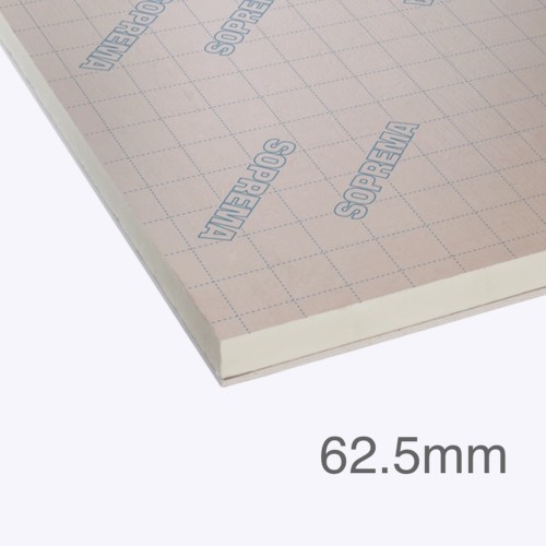 62.5mm SOPRATHERM PL4050 Insulated Plasterboard (previously Celotex) - 50mm PIR Insulation Bonded to 12.5mm Plasterboard - 1200mm x 2400mm (PL4000)