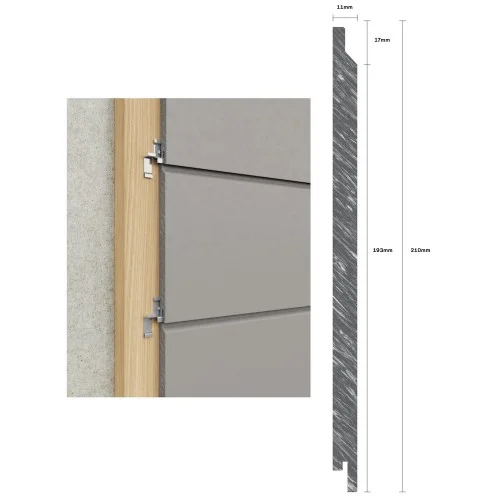 11mm Swisspearl Plank Connect Panel - CP 040 Granite Grey Textured Cladding Panel - 210mm x 3000mm