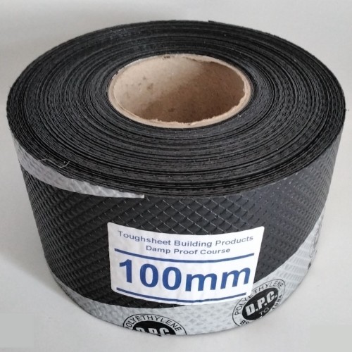 100mm Toughsheet Damp Proof Course (DPC) - Barrier for Rising Damp Protection - 30m roll. 100mm Toughsheet Damp Proof Course (DPC) - Barrier for Rising Damp Protection - 30m roll.