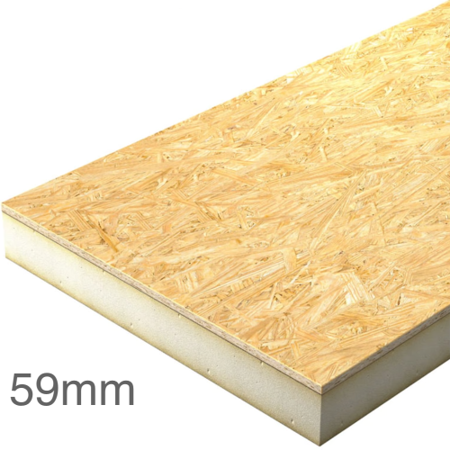 59mm Unilin Plydeck Flat Roof Board - 50mm PIR Bonded to 9mm OSB Board - 2400mm x 1200mm 59mm Unilin Plydeck Flat Roof Board - 50mm PIR Bonded to 9mm OSB Board - 2400mm x 1200mm
