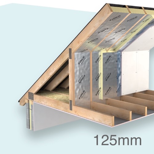 125mm Unilin Rafterlock Variable Width Pitched Roof PIR Board - Thin-R XT/RLOC - 1200mm x 370mm