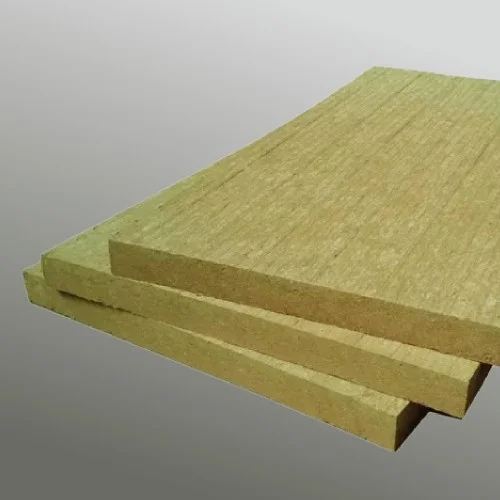 Stack of rectangular mineral wool insulation slabs.