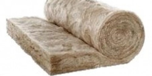 Roll of thick fibrous acoustic insulation