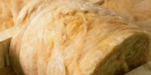 Roll of yellow mineral wool insulation