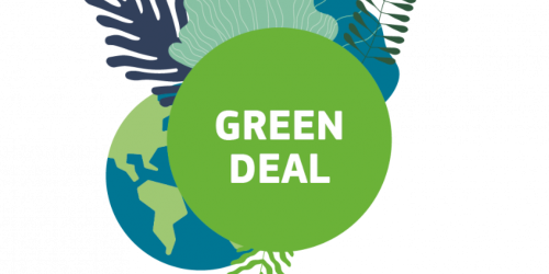 Logo for the Green Deal initiative featuring a globe