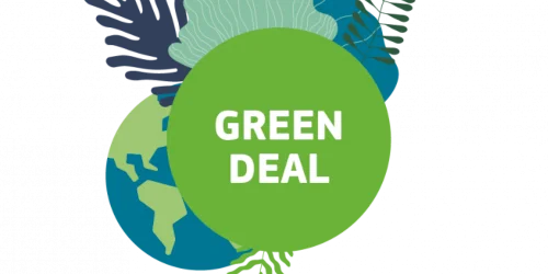 Logo for the Green Deal initiative featuring a globe