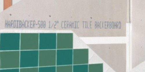 Bathroom wall featuring green and white tiling