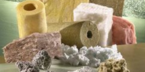 Assortment of different insulation types including rolls and loose fill