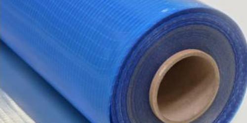 Roll of blue plastic vapour barrier sheet
