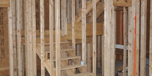 Wooden framework of a house structure under construction