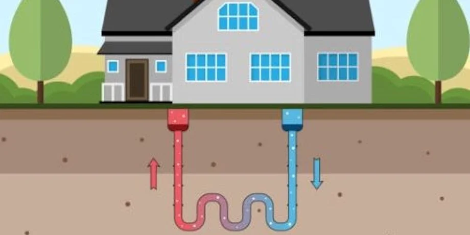 Diagram illustrating a residential geothermal heating system