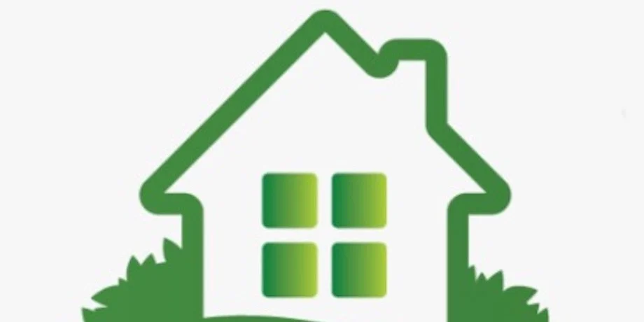 Simple green outline icon of a house