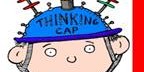 Cartoon illustration of a person wearing a "thinking cap"