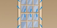 Illustration of a window with blue arrows indicating drafts