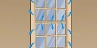 Illustration of a window with blue arrows indicating drafts