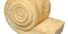Roll of yellow mineral wool loft insulation